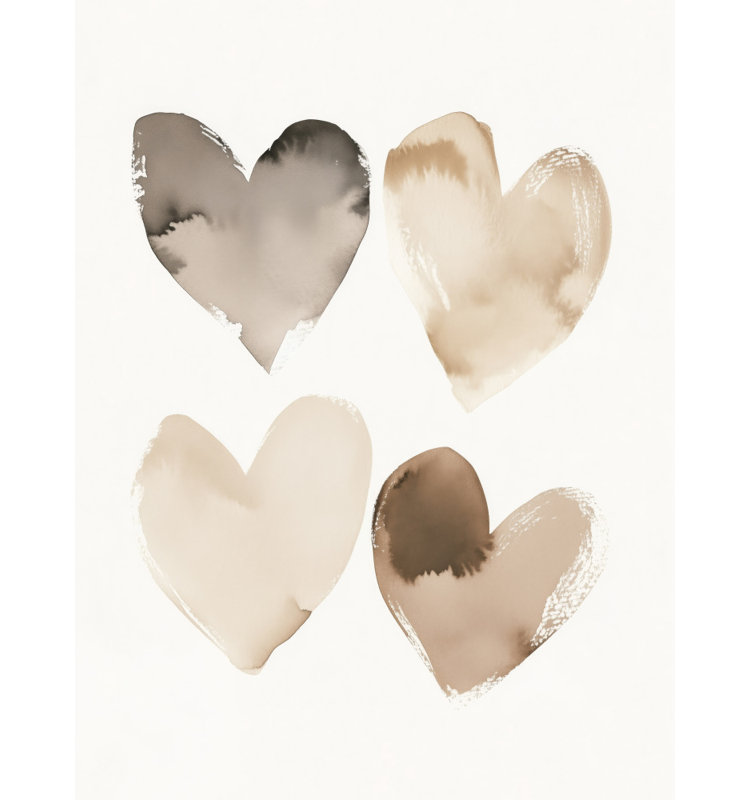 Earthy Hearts Print, 32 × 48, Matted Framed Print, Black