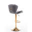 Deux tabourets de bar gris, repose-pieds et base, hauteur pivotante réglable par levage mécanique, tabourets décoratifs en velours et pieds dorés, housse grise et avec pieds-1324438643