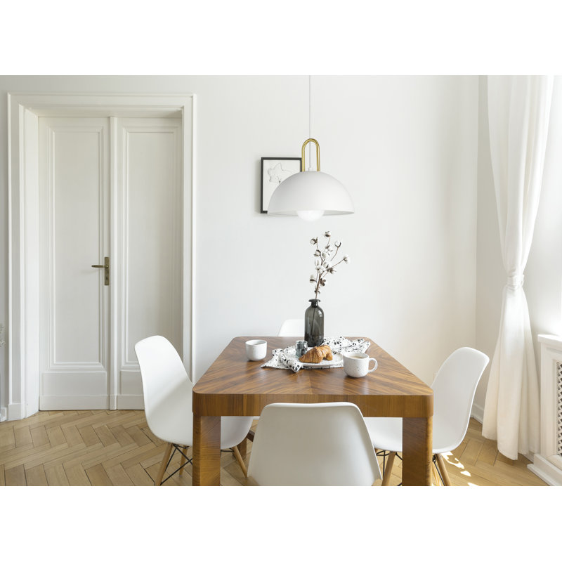 Dugan 1 - Light Single Pendant, White, White/Brushed Brass