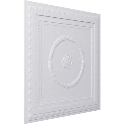 Endurathane Lydia Ceiling Tile, 24"H x 24"W x 1"P. Factory Primed