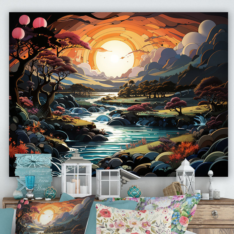 «Yellow Enchanted Meadows Fantasy I», art mural abstrait, Toile tendue, H 24 po x l 32 po x P 1 po