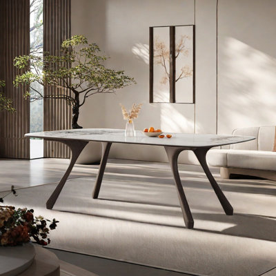 Solid wood sintered stone dining table