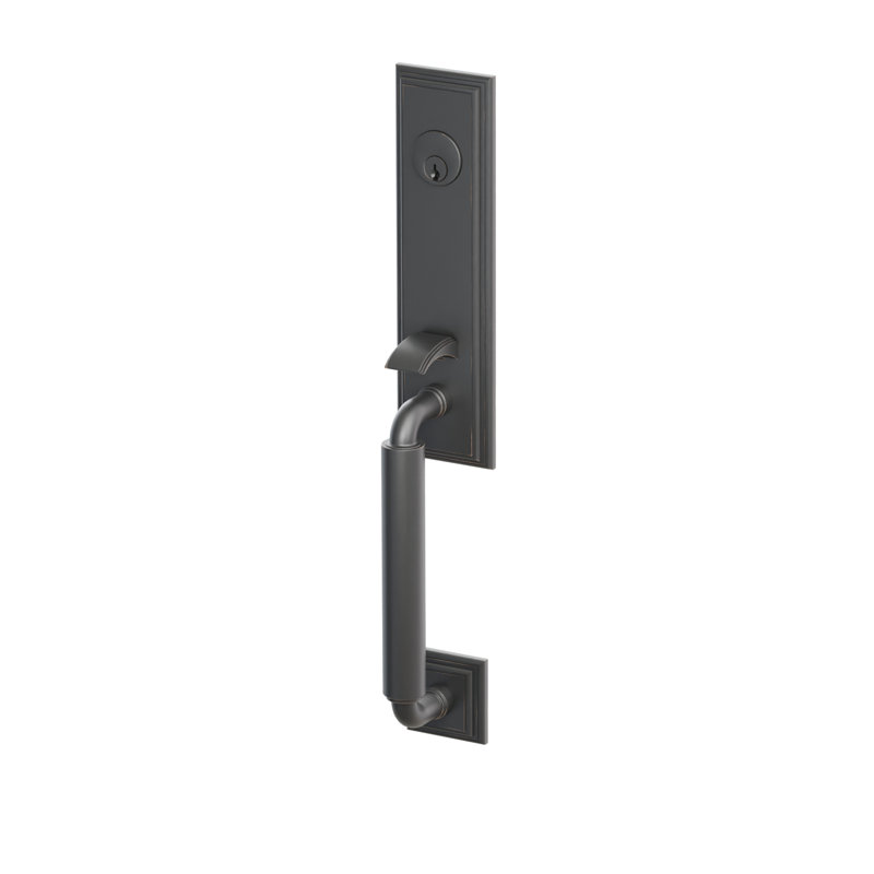 Ensemble de porte d'entrée à mortaiser Emtek Manning, ANSI F20, homologué UL, 2 1/2 po avec bouton Laurent, bronze huilé