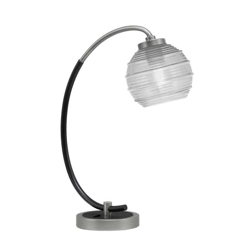 Lampe de bureau en acier inoxydable Bretas, Graphite / noir mat, Transparent