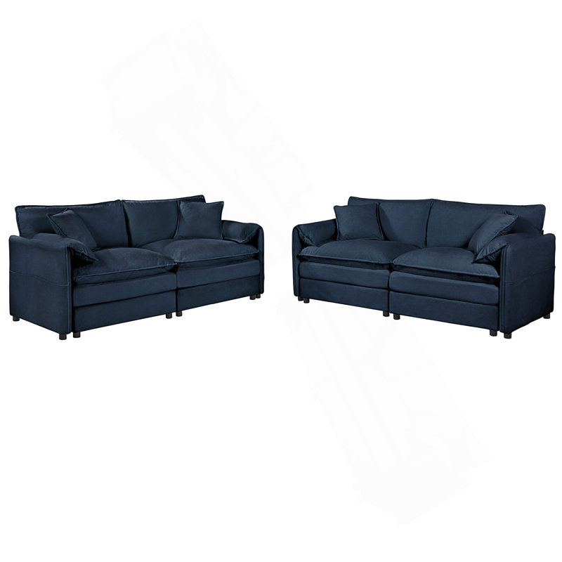 Ensemble de canapé 2 pièces, 2 pièces de canapé causeuse, ensemble de couchettes confortables en chenille moderne pour le bureau du salon avec 4 coussins