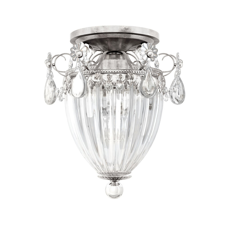 Bagatelle 3 - Light Semi Flush Mount, Antique Silver, Heritage Crystal
