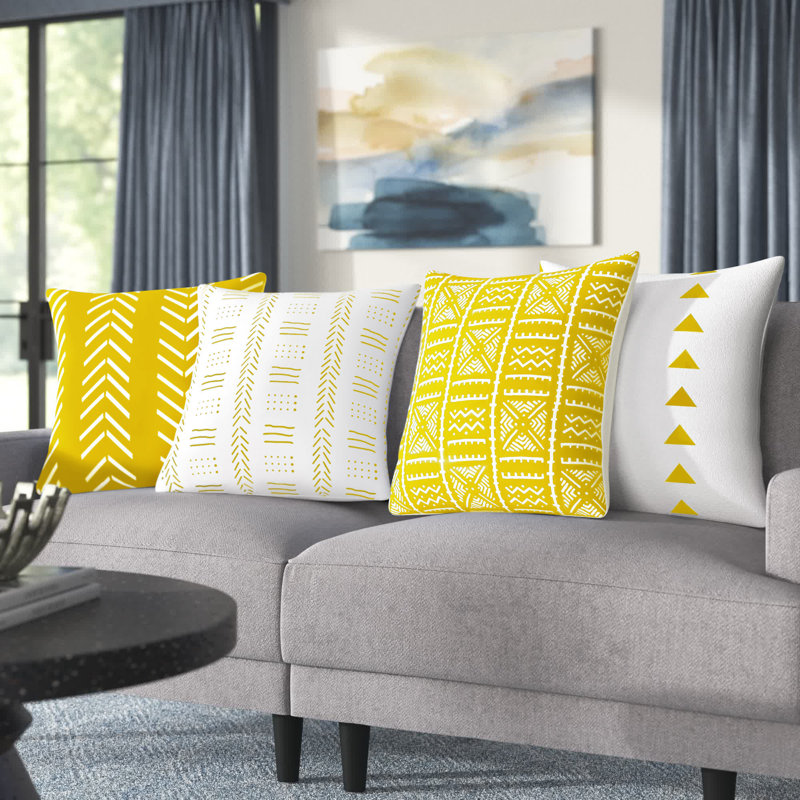 Housse de coussin d'extérieur carrée Lendsey, Jaune