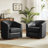 Amiir Modern 30.5'' Wide Genuine Leather Swivel Barrel Chair with Solid Wood Base (Set of 2)-99110160