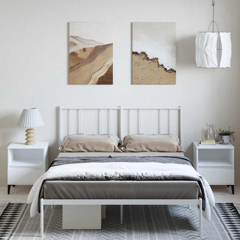 Structure de lit Camika avec tête de lit et lattes, sans matelas, assemblage facile, Simple, Blanc