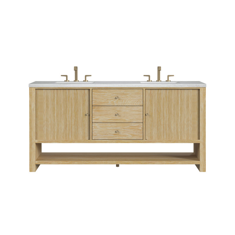 Marigot 72'' W Double Vanity, White Zeus, 8" Widespread