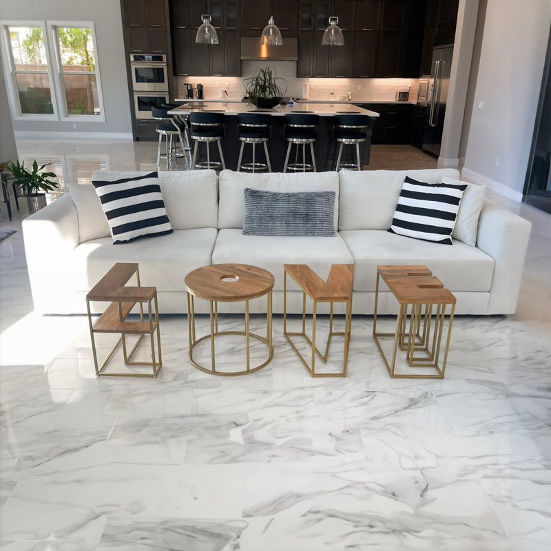 Keily Solid Wood Top Living Room Table Set