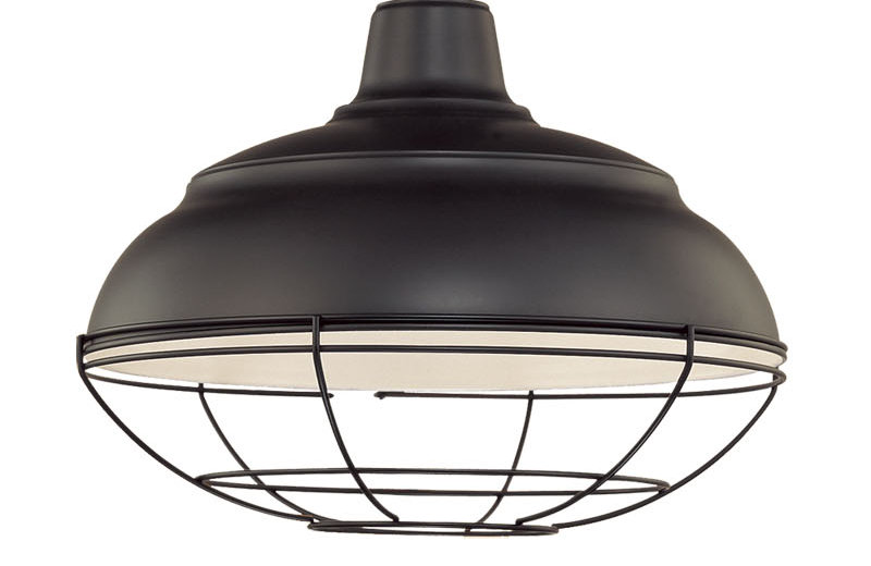 Abat-jour de luminaire suspendu en métal Gutierez (à visser), H 8,25 po x l 14 po, Noir satiné