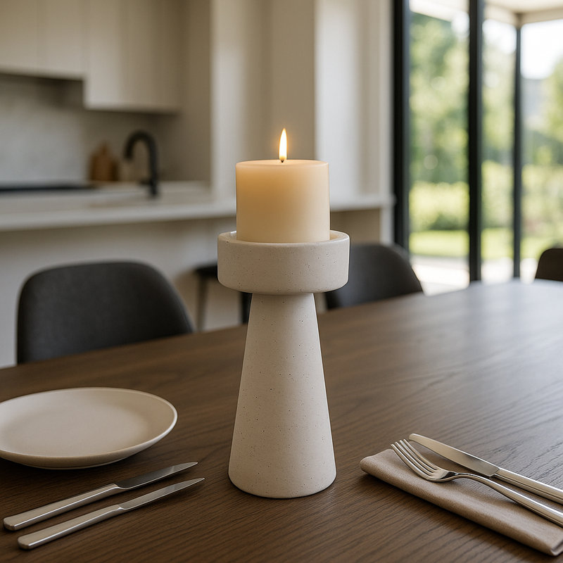 Modern Taper And Pillar Candle Holder For Home Decor - Decorative Floor Inspired Candle Stand For Tabletop And Living Room Decor -  White