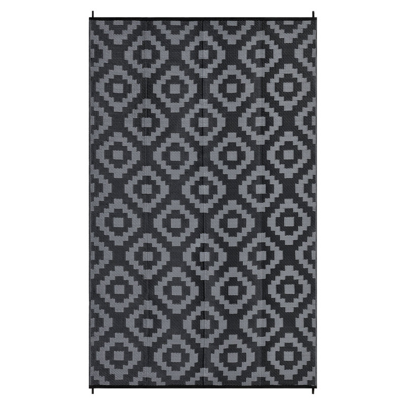 Tapis de paille en plastique à motif géométrique pour l'extérieur, Rectangle 6 pi x 9 pi
