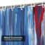 Rideau de douche rouge avec 12 crochets-93986310