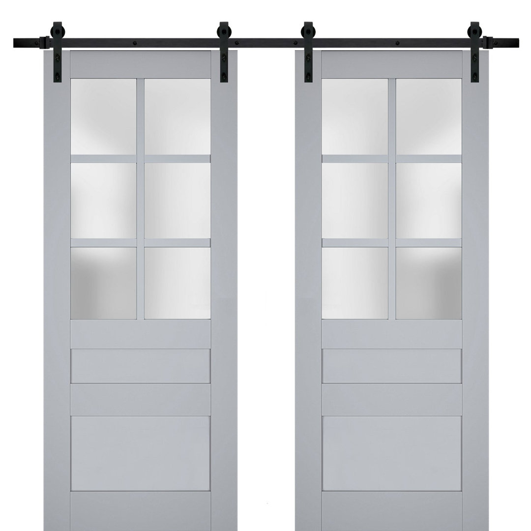 Veregio Frosted Glass Paneled Wood Barn Doors SARTODOORS