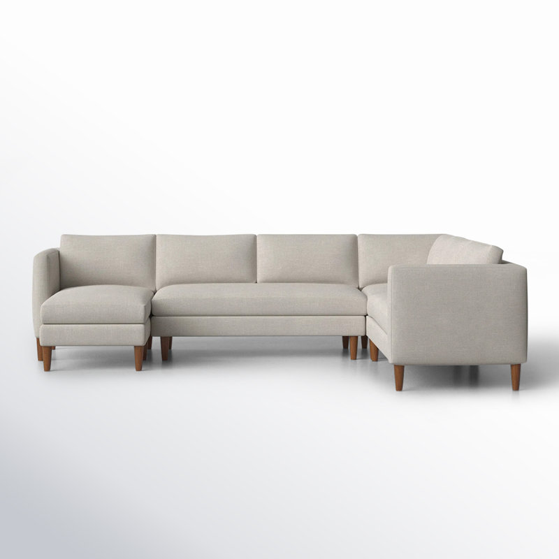 Clifford 4-Piece Upholstered Custom Sectional, Left Hand Facing, Turbo Ash Basketweave