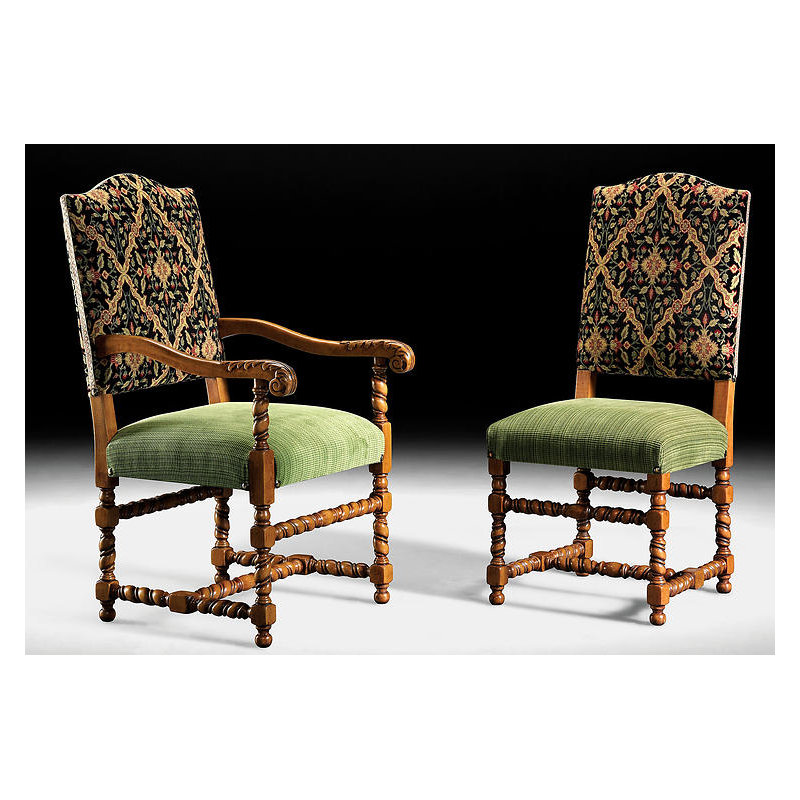 Upholstered Arm Chair in Green/Black