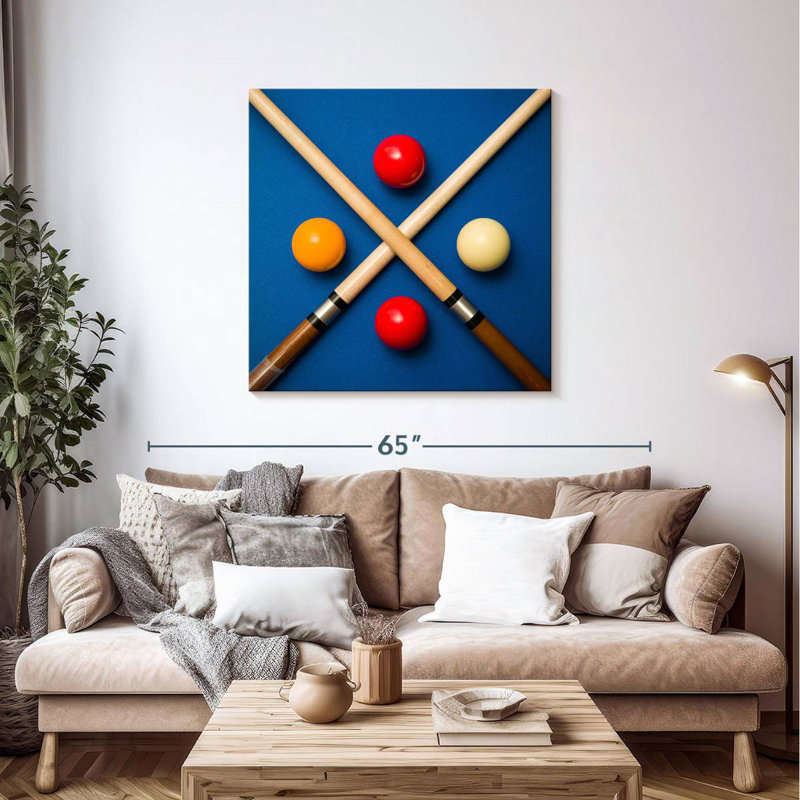 Balle et bâtons de billard Senne, H 39 po x l 39 po