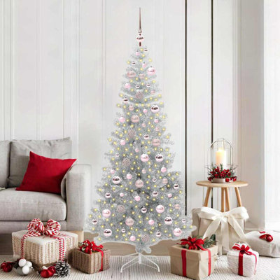 vidaXL Christmas Tree with 150 LEDs with Stand Silver PET