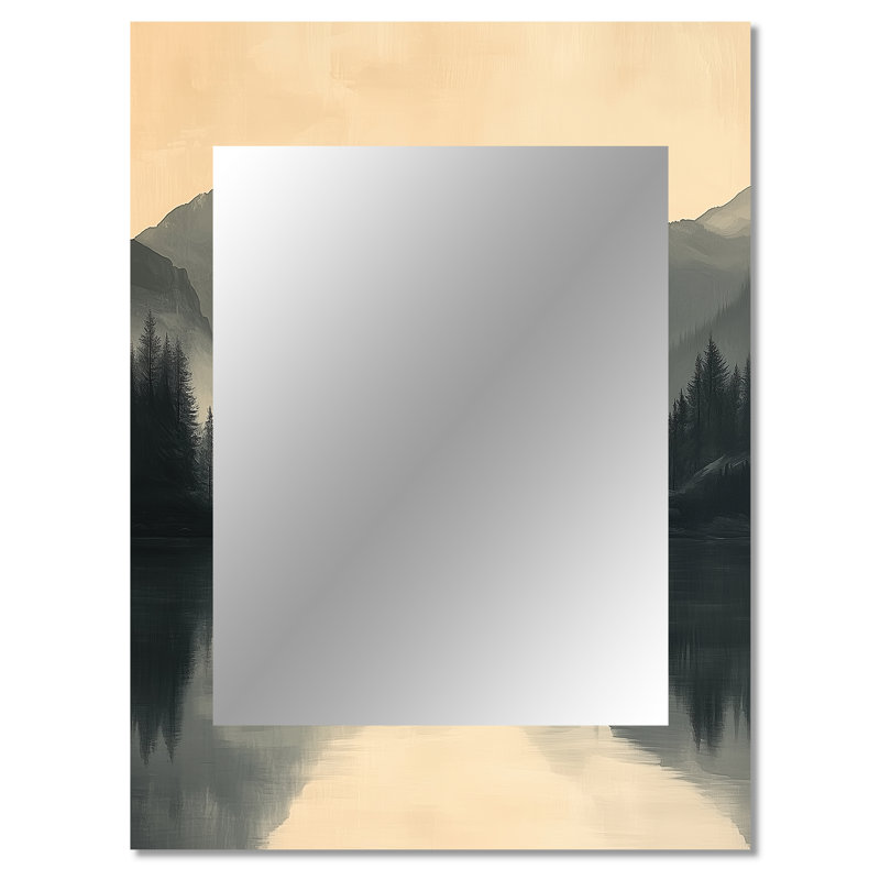 Gris, minimalisme, paysage hivernal de Norvège III - miroir mural Lake, 40 po x 30 po