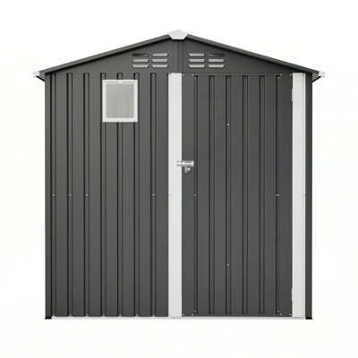 Metal Outdoor Storage Shed 6FT x 4FT, Steel Utility Tool Shed Storage House , Metal Sheds Outdoor Storage for Backyard Garden Patio Lawn , Black