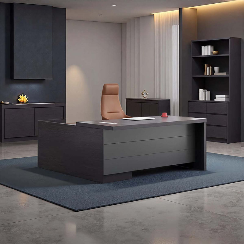 L-shaped luxurious artificial wood office desk