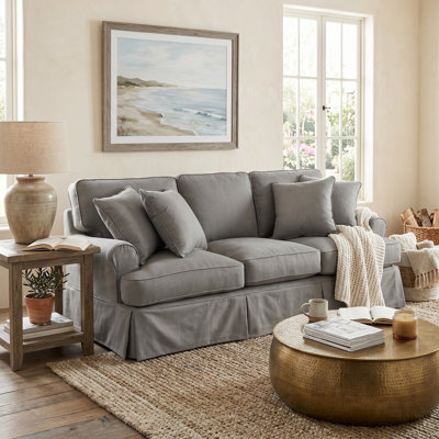 Pike 85" Rolled Arm Slipcovered Sofa with Reversible Cushions