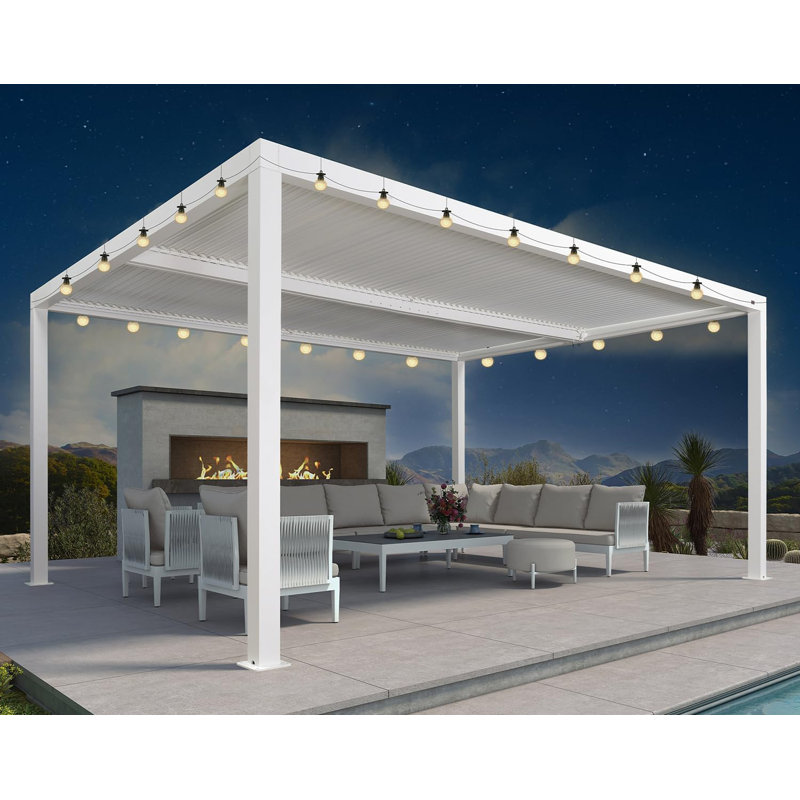 16 pi L 12 pi. Pergola D avec auvent et guirlandes lumineuses de 48 pi