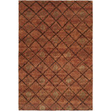 Wool Geometric Area Rug in Rust