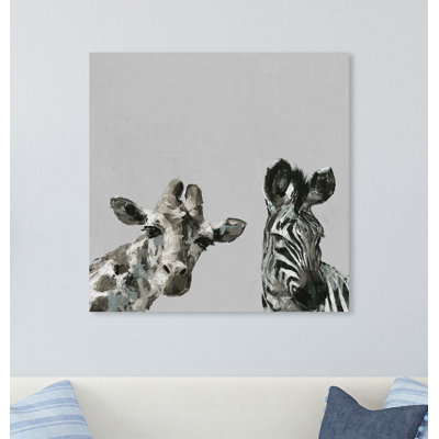 Giraffe And Zebra IV - Wrapped Canvas Painting
