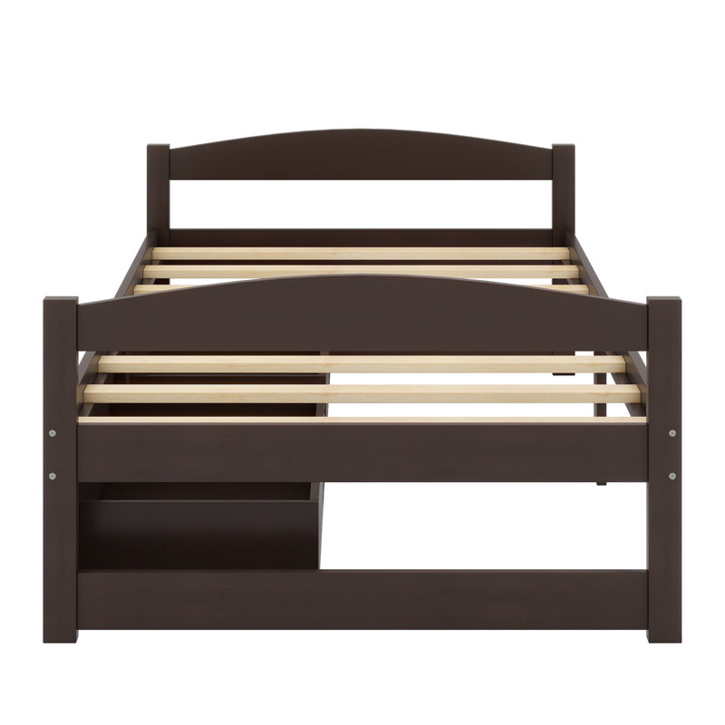Lit plateforme avec deux tiroirs, Espresso