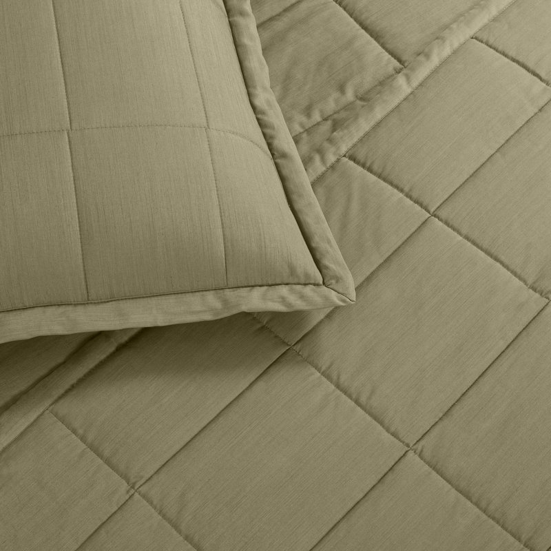 Ensemble de couvre-lit Slub Tencel, Couvre-lit grand et 2 taies décoratives, Olive