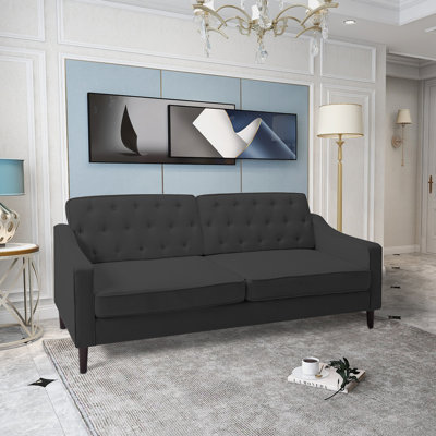 Canapé 77,2 po à accoudoirs carrés gris