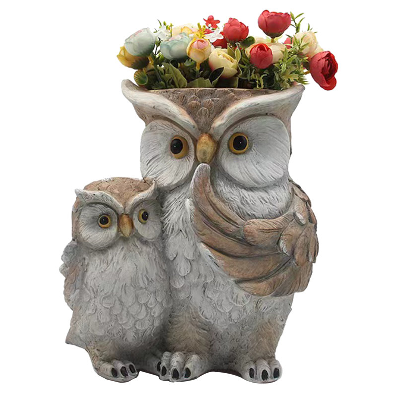 Statue de hibou en duo