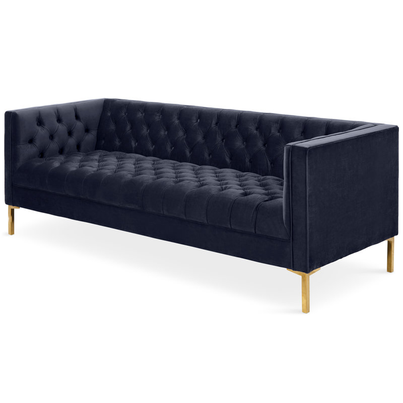 Dunkelberger 82.5'' Velvet Sofa, Dark Blue