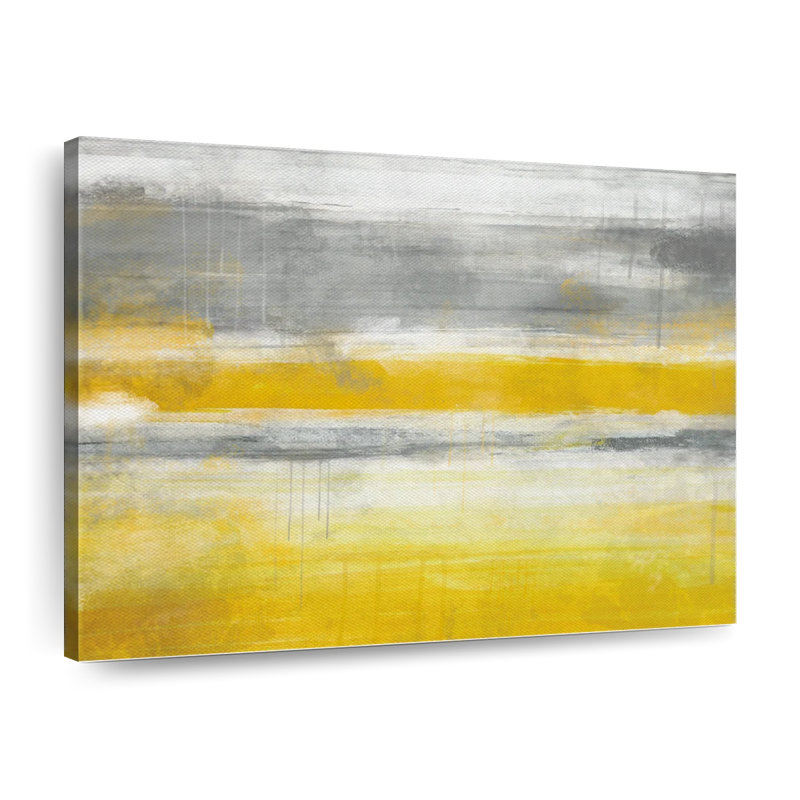 Impression abstraite sur toile jaune, H 30 po x l 24 po