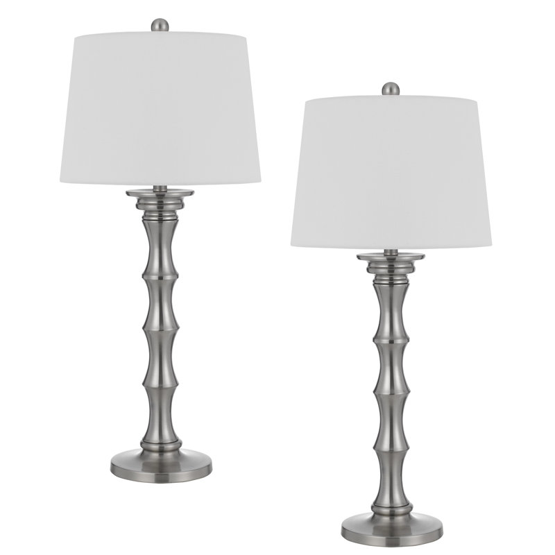 Ensemble de lampes de table 32 po, Acier brossé, Blanc