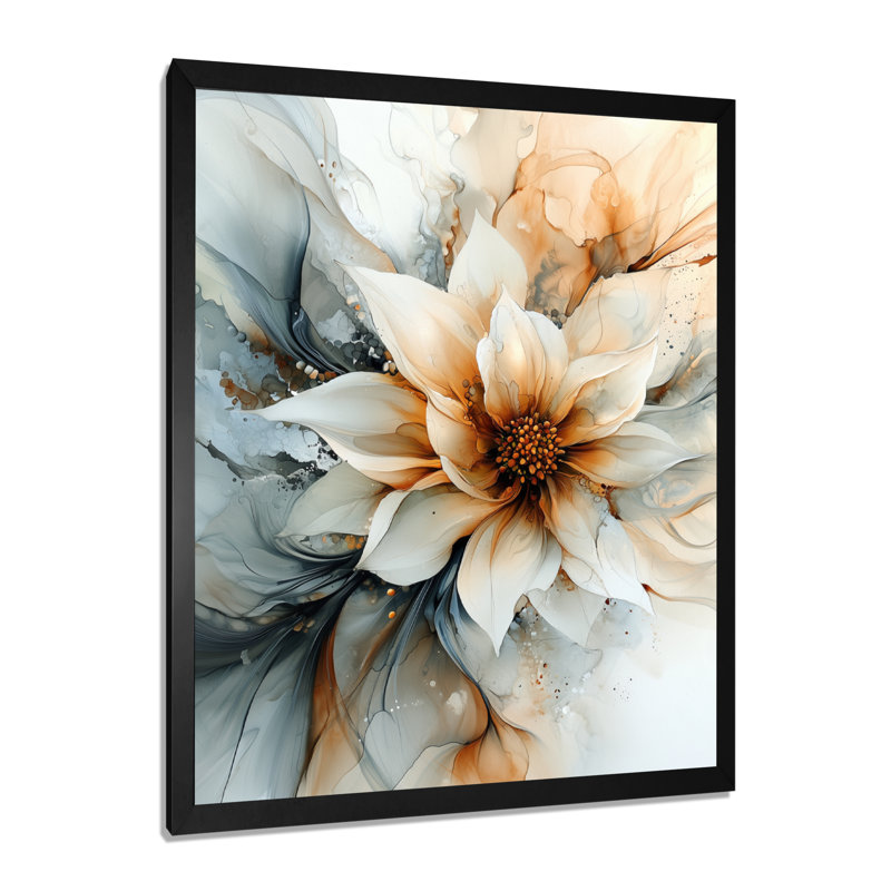 Barryte - Art mural sur toile à motif floral, H 20 po x l 12 po, Reproduction encadrée d'une seule photo, Noir