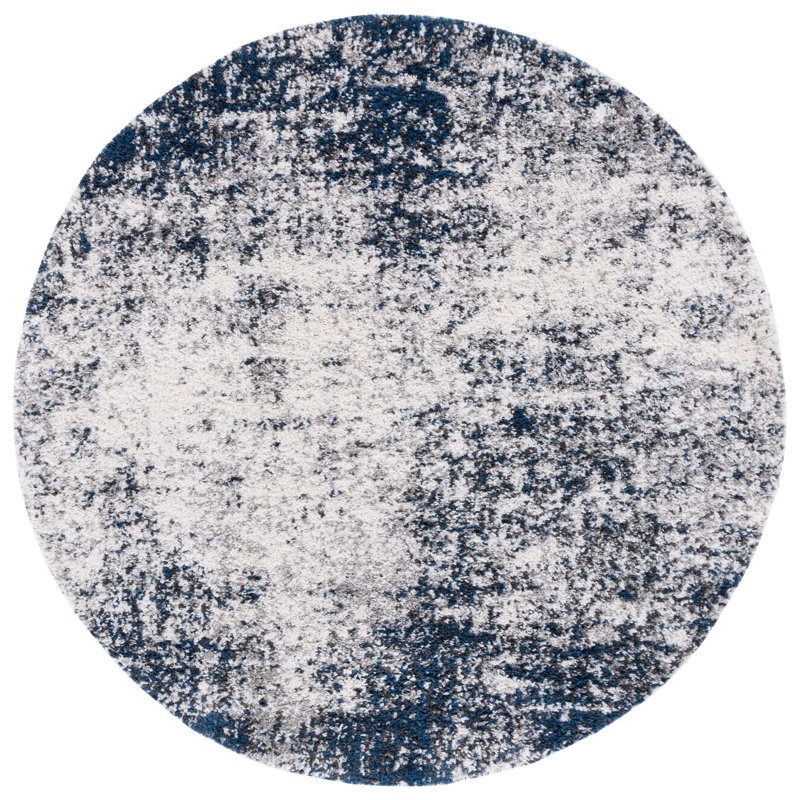 Mertens Abstract Machine Woven Area Rug , Round 6'7"