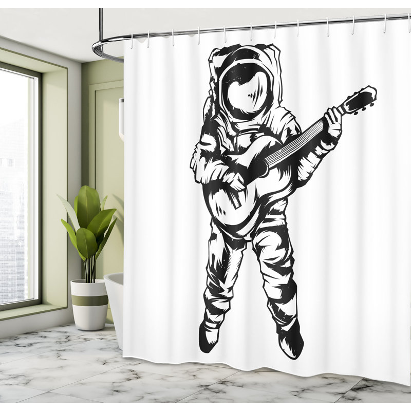 Ensemble de rideau de douche et crochets astronaute, H 70 po x l 69 po