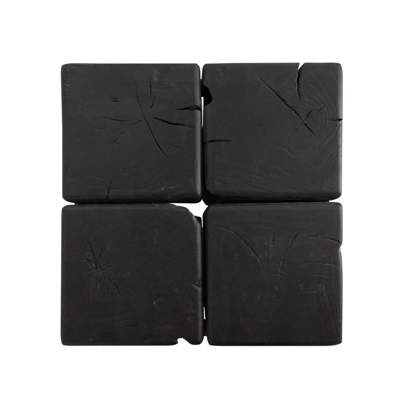 Oshan Outdoor Square Teak Side Table, Stained Black-Teak Root