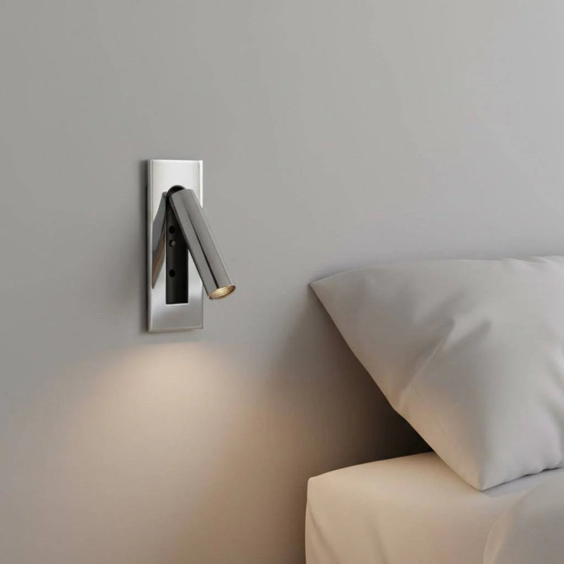 UltraBeam 3 Watt LED Chrome Recessed Adjustable Bedside Reading Light - Built in Switch