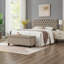 Banc de rangement rembourré capitonné avec boutons, banc d'entrée en tissu de lin avec pieds en bois fuselés, banc de lit - Lin-2121313764-2121313761