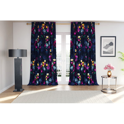 Cotton Blend Room Darkening Curtain Single Panel