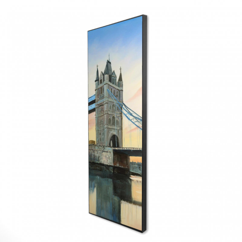 Coucher de soleil sur le pont de Londres - architecture bleue, toile encadrée