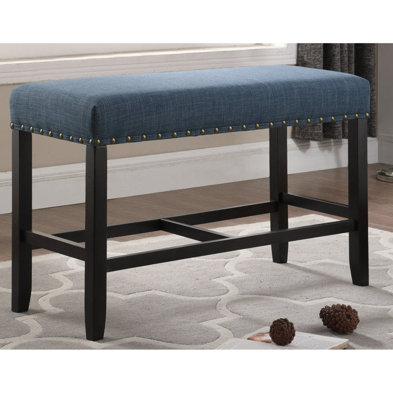 Blue Upholstered Dining Bench With Solid Hardwood Support And Long-Lasting Upholstery Fabric Stable Construction, Blue