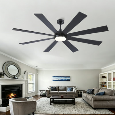72" 8-Blade Large Ceiling Fans Modern Farmhouse Indoor With Lights And Remote