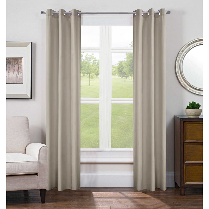 Paire de rideaux unis semi-transparents avec œillets, Taupe