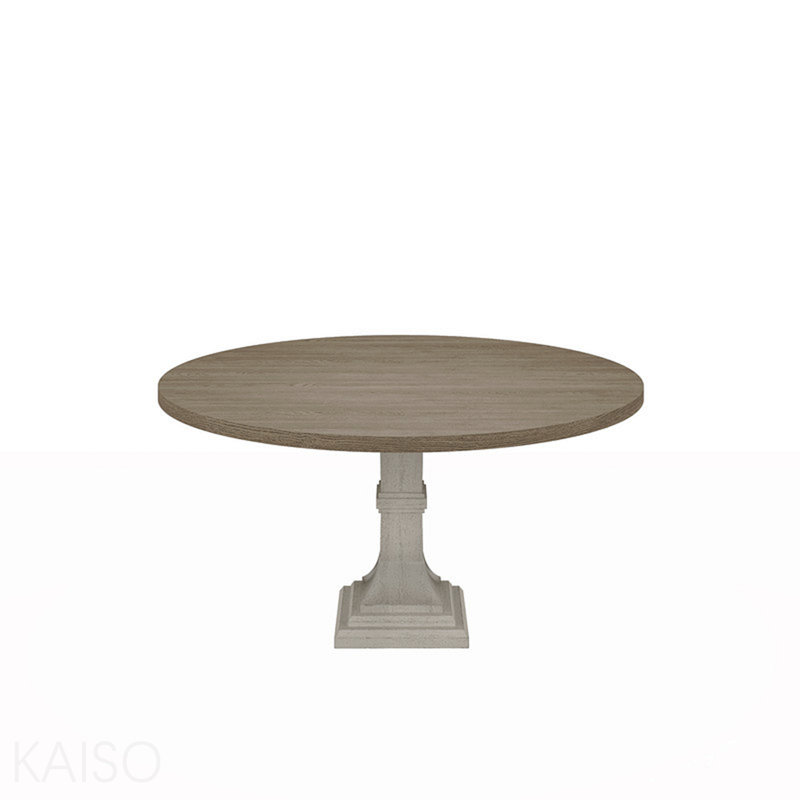 59" Round White And Gray Dining Table
